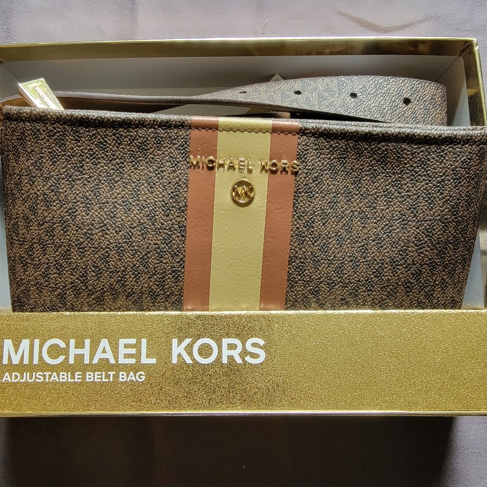 Michael Kors Brown and Gold Belt Bag